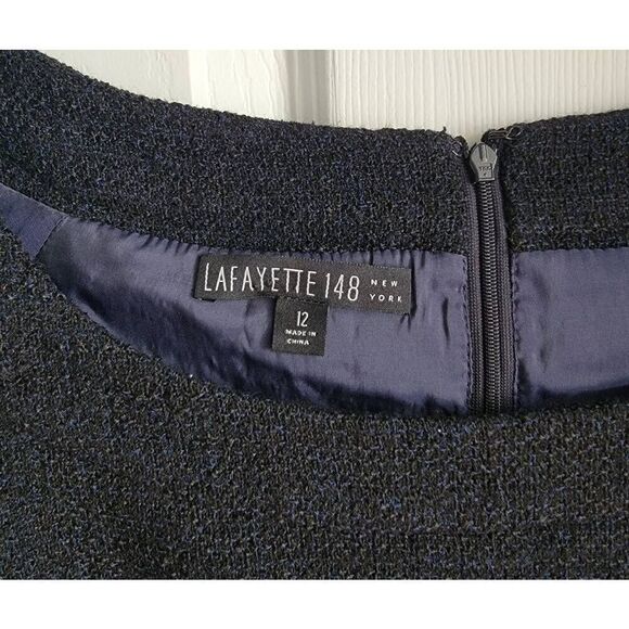 Lafayette148 Black Tweed  Sleeveless Shift Dress 12 - Picture 7 of 10